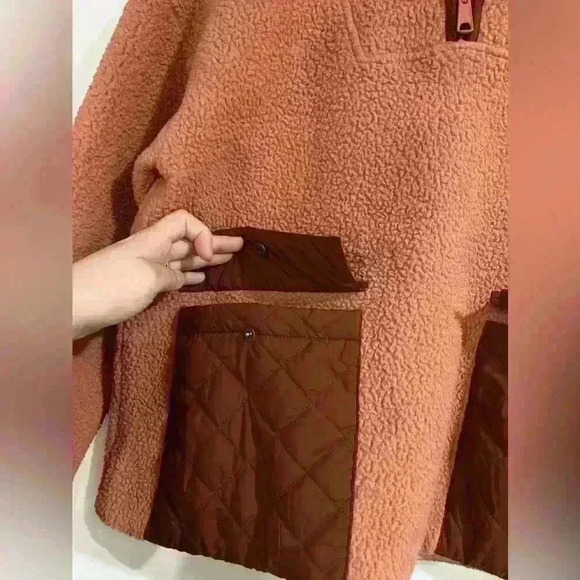 Madewell Size XS oversized Pink Quilted Pocket Long Sleeve Jacket preowned - Picture 2 of 6